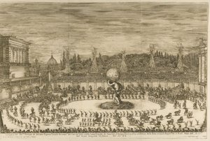 Den feirende verden, ballett på hesteryggen i anledning bryllupet til Cosimo de Medici med M av Stefano della Bella