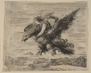 Jupiter og Ganymedes, fra Game of Mythology Jeu de la Mythologie, 1644. av Stefano della Bella