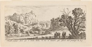 Landskap med foss, 1641. av Stefano della Bella