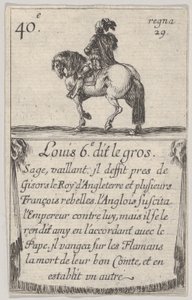 Louis 6.-e dit le gros Sage, vaillant..., fra Game of the Kings of France Jeu des Ro..., 1644. av Stefano della Bella