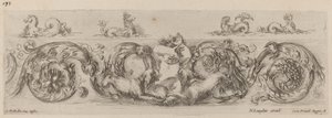 Prydfrise med marine skapninger, sannsynligvis 1648. av Stefano della Bella