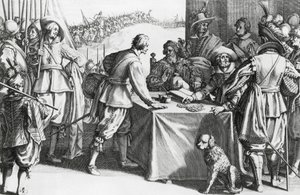 Betalende leiesoldater, gravering av Stefano della Bella (1610-1664) av Stefano della Bella