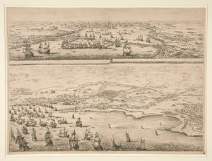 Plan for beleiringen av La Rochelle, i 1628 av Stefano della Bella