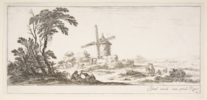Plate 10: en familie i midten i forgrunnen, forskjellige figurer og hester i mellomgrunnen, en..., ca. 1641. av Stefano della Bella