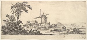 Plate 10: en familie i midten i forgrunnen, forskjellige figurer og hester i mellomgrunnen, en..., ca. 1641. av Stefano della Bella