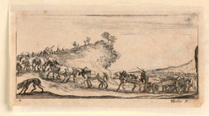 Plate 4, fra "Designs of Some Troop Conduct, Cannons, and Attacks on Towns" av Stefano della Bella