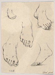 Plate 7: Fem fot, fra Boken for å lære å tegne Livre pour apprendre à dessi..., ca. 1649. av Stefano della Bella