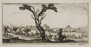 Plate fem fra tegninger av flere bevegelser av soldater av Stefano della Bella