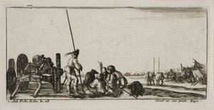 Plate ni fra tegninger av flere bevegelser av soldater av Stefano della Bella