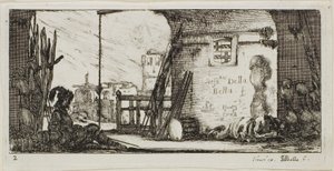 Plate to fra tegninger av flere bevegelser av soldater av Stefano della Bella