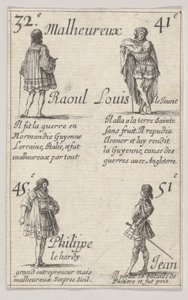 Raoul ... Louis den yngre ..., fra Game of the Kings of France Jeu des Rois de France, 1644. av Stefano della Bella