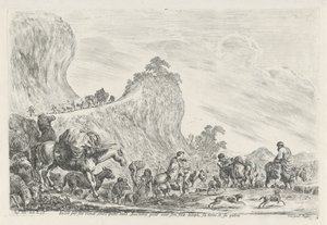 Reis van Jakob til Egypt Jakob drar på sine gamle dager uten sinne for sønnen Joseph, land og fedreland (tittel på objekt) av Stefano della Bella