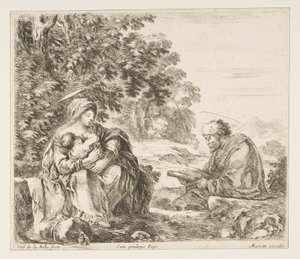Hvil på flyturen til Egypt, ca. 1649. av Stefano della Bella