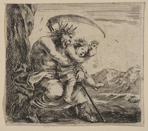 Saturn, fra Game of Mythology Game of Mythology, 1644. av Stefano della Bella
