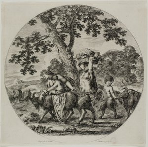 Satyr Family Walking av Stefano della Bella