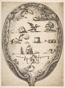 Skjerm med Rebus of Fortune, ca. 1639. av Stefano della Bella