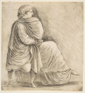 Sittende kvinne i profil etter antikke basrelieff, ca. 1660. av Stefano della Bella