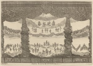 Hele himmelens sjette scene, 1637. av Stefano della Bella