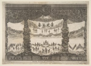 Sjette scene, himlene, fra gudenes ekteskap Le nozze degli Dei, 1637. av Stefano della Bella