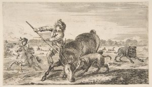 Stag at bay, fra Animal hunts Hunts for ulike dyr, ca. 1654. av Stefano della Bella