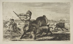 Stag at bay, fra Animal hunts Hunts for ulike dyr, ca. 1654. av Stefano della Bella