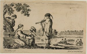Stående fiolinist, fra Diverse figurer fra landsbygda av Stefano della Bella