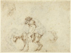 Studie for Satyr Family Walking (recto); Skisser av fem dekorative kar (verso) av Stefano della Bella