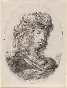 Sultaness i en båndet turban, vendt til høyre av Stefano della Bella