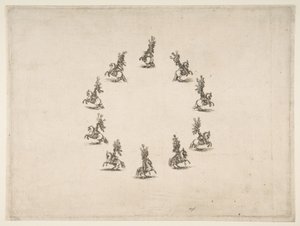 Ti kavalerere som danner en sirkel, 1652. av Stefano della Bella