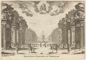 Tredje scene Giardins of Venus av Stefano della Bella