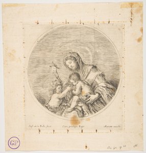 Jomfruen og barnet med Johannes, en rund komposisjon, ca. 1641. av Stefano della Bella