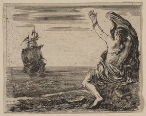 Theseus og Ariadne, fra 'Game of Mythology' Jeu de la Mythologie, 1644. av Stefano della Bella