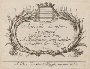 Tittelside for agreabelt mangfold av figurer, 1642. av Stefano della Bella