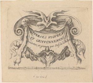 Tittelside for forskjellige figurer og doodler, 1646. av Stefano della Bella