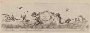 Tittelside for ornamenter av friser og fogliani, sannsynligvis 1648. av Stefano della Bella