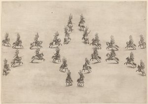 Tjuefire kavalerer i en oval, 1652. av Stefano della Bella