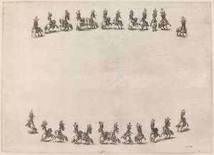 Tjuefire cavorting-kavaljerer, 1652. av Stefano della Bella