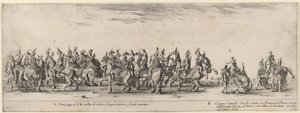Tjue sider og fem tyrkiske hester, 1633. av Stefano della Bella