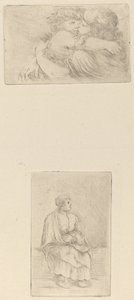 To barn som omfavner [øvre halvdel]; Sittende Prediker [nedre halvdel] av Stefano della Bella