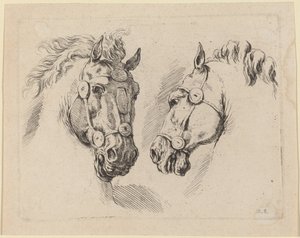 To hestehoder, sannsynligvis 1649. av Stefano della Bella