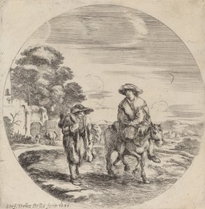 To bønder som reiser i et landskap, 1656. av Stefano della Bella