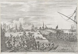 Avgang fra et bysseskip i havnen i Livorno Livorno havn (serietittel) Vues de port de Livourne (serietittel) av Stefano della Bella