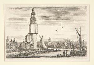 Utsikt over Amsterdam, fra serien Utsikter over havner av Stefano della Bella
