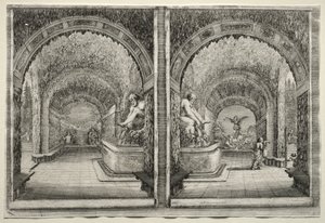 Utsikt over villaen Pratolino: To utsikter over grotten av Stefano della Bella