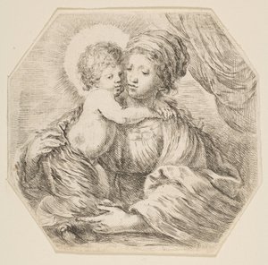 Virgin and Christ Child, en åttekantet komposisjon, ca. 1649. av Stefano della Bella