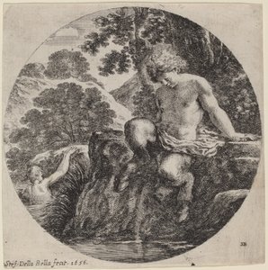 Young Satyr at the Bank of a Stream av Stefano della Bella