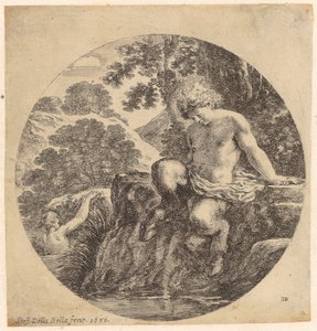To satyrer ved elvebredden av Stefano della Bella