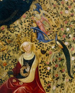 Saint Catherine of Alexandria omgitt av engler og en påfugl, detalj av Madonna del Roseto