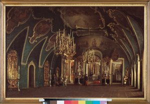 I St. Alexius-kirken i Chudov-klosteret i Kreml i Moskva - Maleri av Stepan Mikhailovich Shukhvostov (1821-1908), olje på lerret av Stepan Mikhailovich Shukhvostov