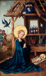 Tilbedelse av barnet Maleri av Stephan Lochner (ca. 1410-1451) Alte Pinakothek fra 1400-tallet, München
